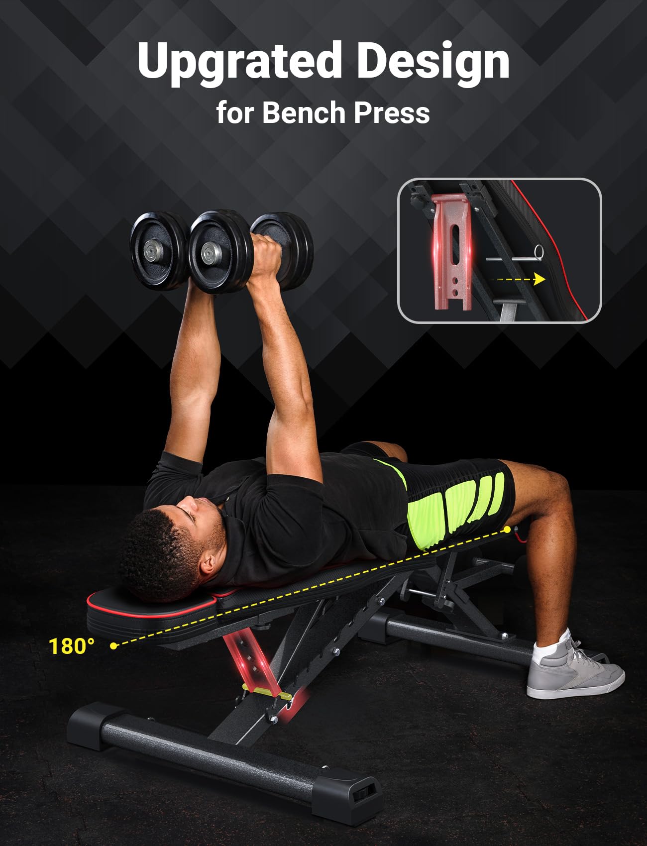 YOLEO 400KG Hantelbank Klappbar Für Professionelles Kraftraining,Schrägbank Hantelbank besser geeignet für Profi,Verstellbar 10Fach Rückenlehnen/ 3Fach Sitz&Fußkissenpositionen